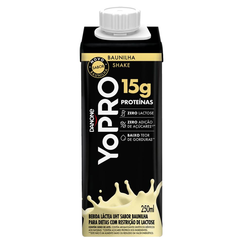 Yopro bebida láctea uht 15g zero lactose (250 ml) (baunilha)