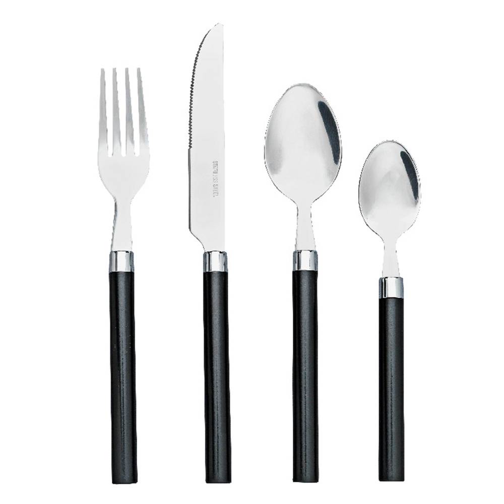 Sainsbury's Home Coloured Handle Cutlery Set Black 16pc