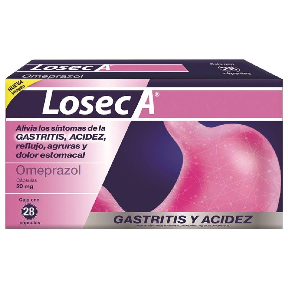 Genomma Lab · Losec a omeprazol cápsulas 20 mg (28 un)