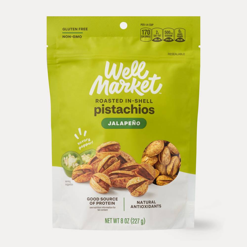 Well Market Pistachios Jalapeno Roasted In Shell Pistachios, 8 oz