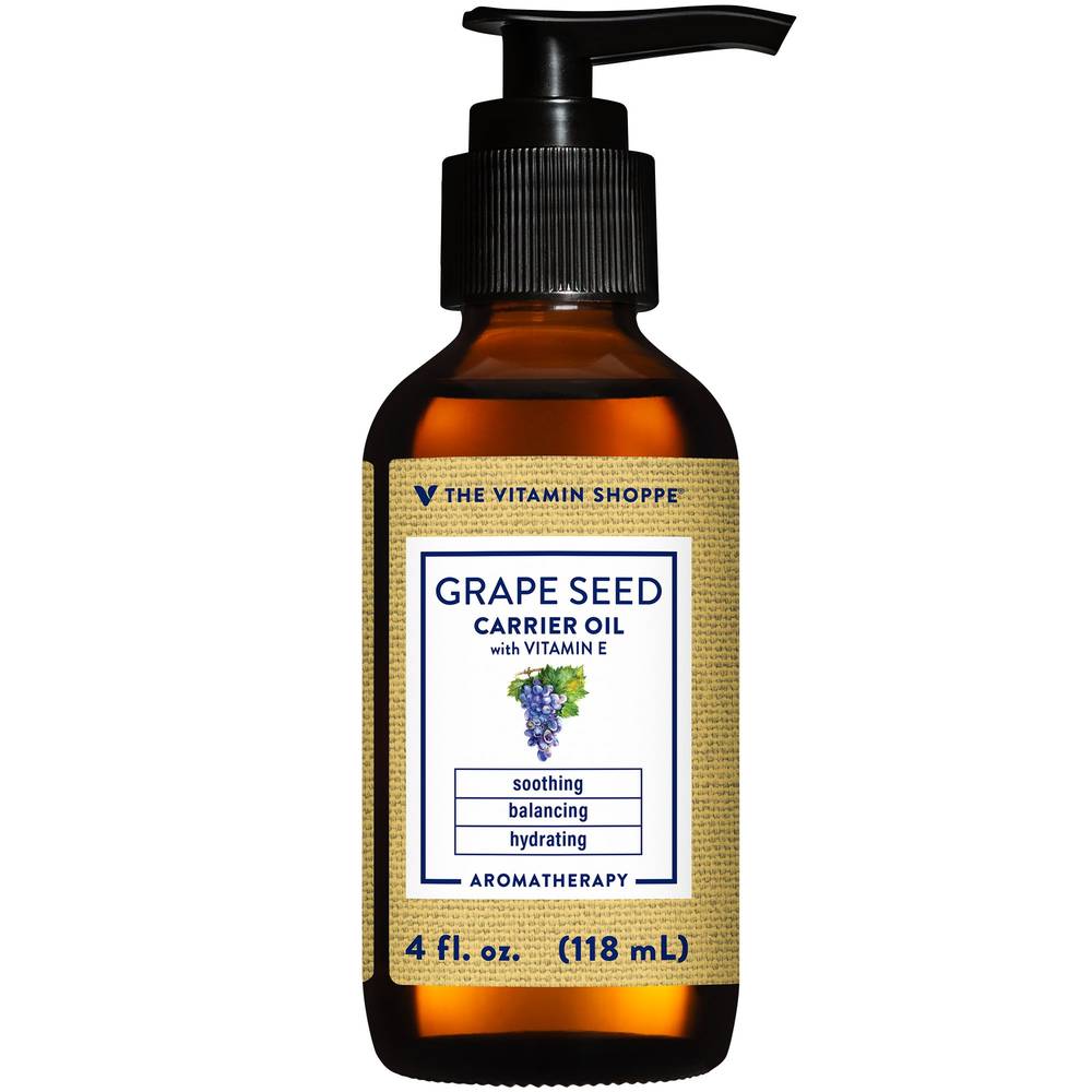 Grape Seed Carrier Oil With Antioxidant Vitamin E - Soothing, Balancing, & Hydrating Aromatherapy (4 Fl. Oz.)