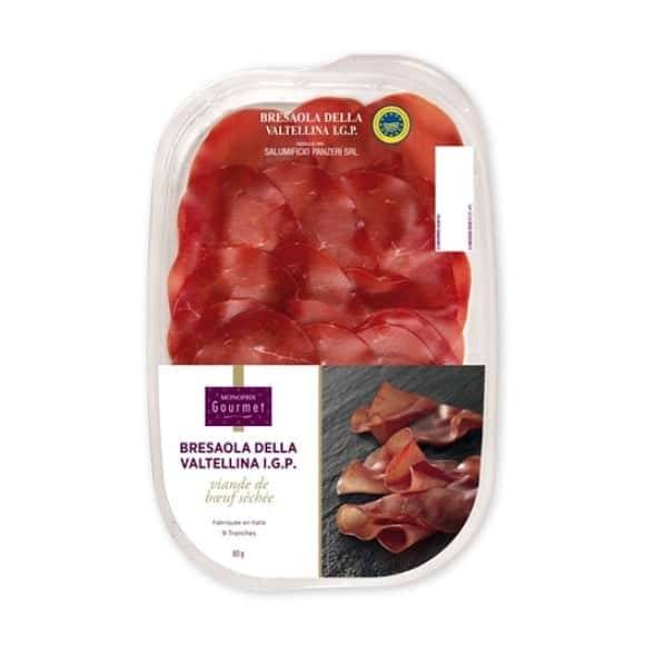 Monoprix Gourmet Bresaola Viande De Boeuf Séchée Igp La Barquette De 9 Tranches - 80 G