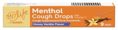 24/7 Life Menthol Cough Drops Honey Vanilla Flavor 9ct