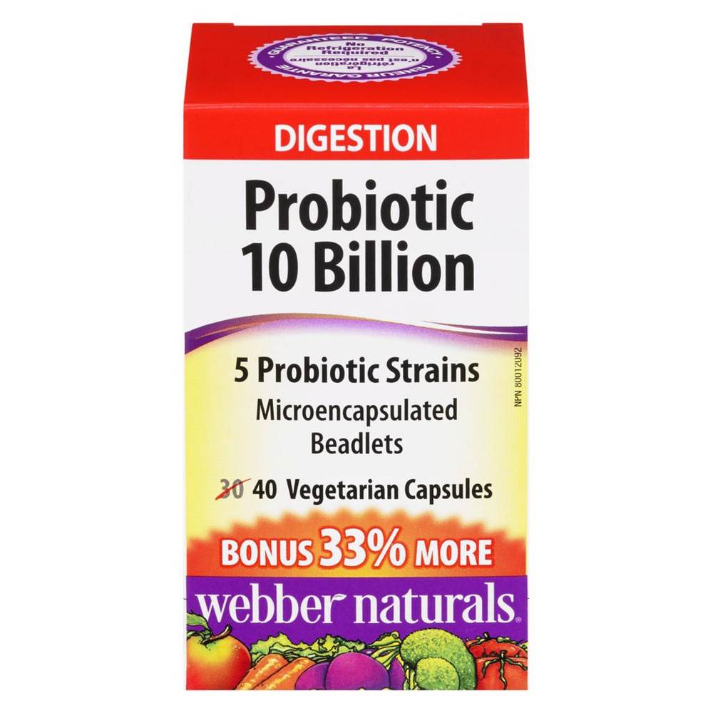 Webber Naturals Digestion Probiotic 10 Billion Veg Capsules (40 ct)