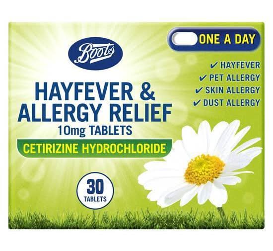 Boots Cetirizine Hydrochloride Hayfever & Allergy Relief Tablets (30 pack)