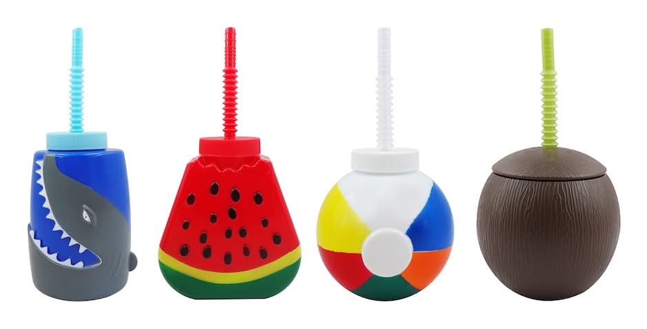 Summer Themed Cups with Straws, 23 oz.