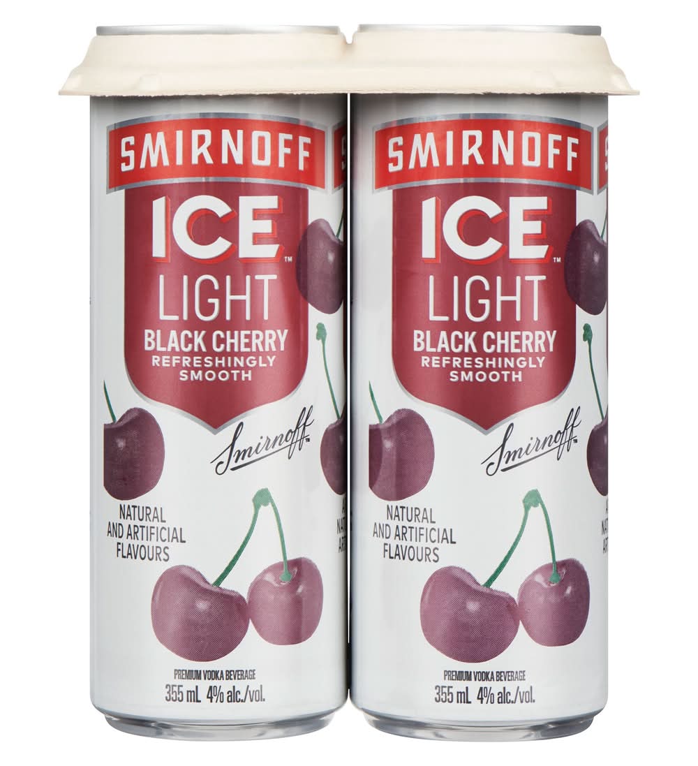 Smirnoff Ice Light Soda Malt Beverages, Black Cherry (4 x 355 ml)