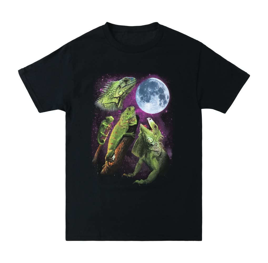 Lizard Moon Graphic Tee Large Black