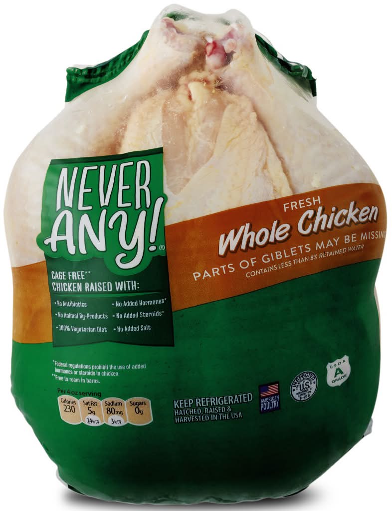 Nerer Any! USDA Fresh Whole Chicken, per lb