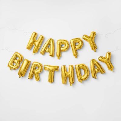 Spritz Happy Birthday Foil Balloon Banner, Gold