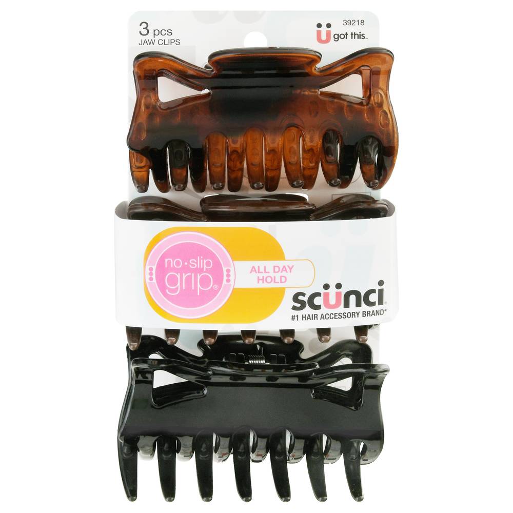 Scunci No-Slip Grip Jaw Clips (3 ct)