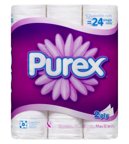 Purex Bathroom Tissue Double Rolls, 9.9x10.1 cm (12 ct)
