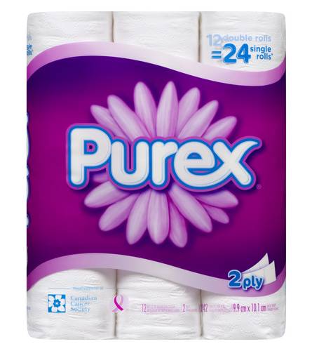 Purex Bathroom Tissue Double Rolls, 9.9x10.1 cm (12 ct)