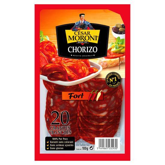 Chorizo fort moroni, 20 grandes tranches - cesar moroni - 0.1kg