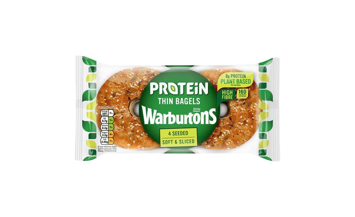 Warburtons 4 Seeded Protein Thin Bagels (395357)