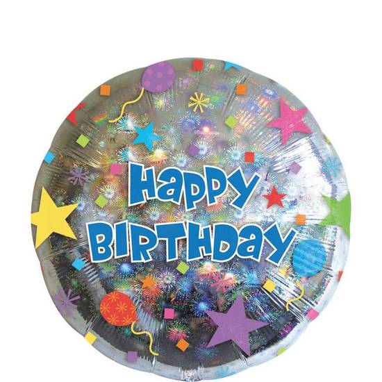 Uninflated Happy Birthday Balloon - Prismatic Starburst, 17in