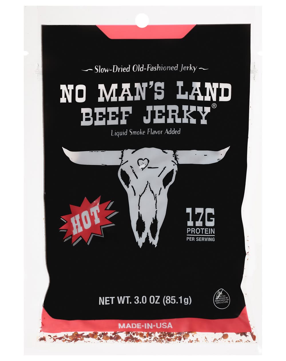 No Man's Land Hot Beef Jerky, Liquid Smoke (3 oz)