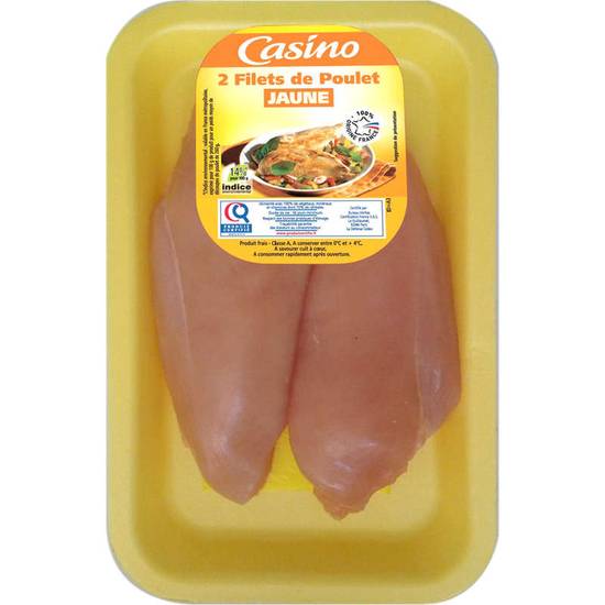 Filets de poulet jaune - Elevé sans traitement antibiotique - x2
