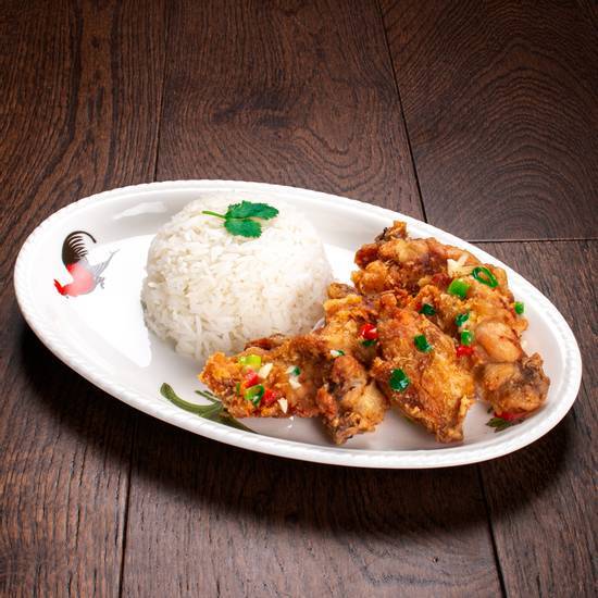 R24 Salt & Pepper Chicekn Spare Ribe w rice 椒鹽雞扒飯