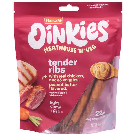 Hartz Oinkies Tender Ribs For Dogs, 22ct