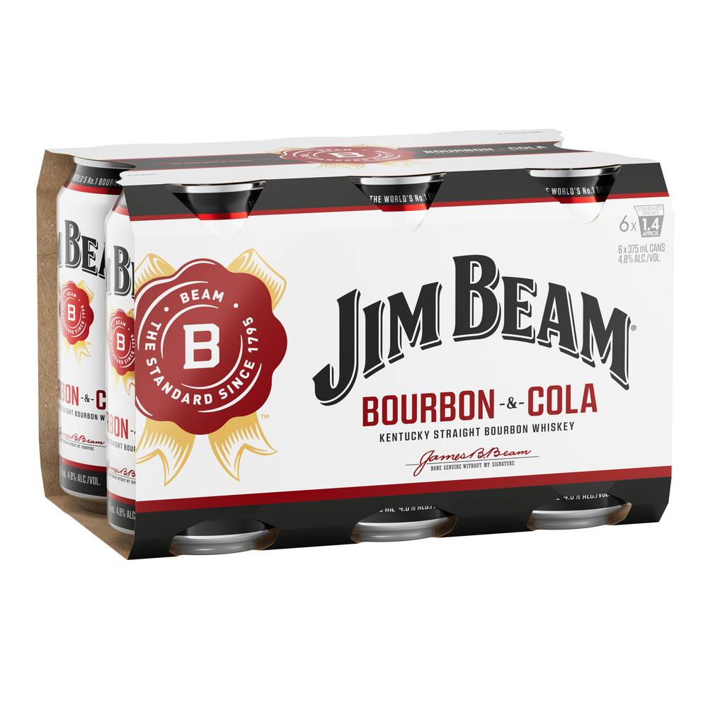 Jim Beam White & Cola Can 375mL  X 6 pack