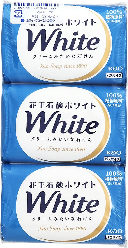 花王 石鹸ホワイト - ホワイトフローラルの香り, バスサイズ (130g x 3)
