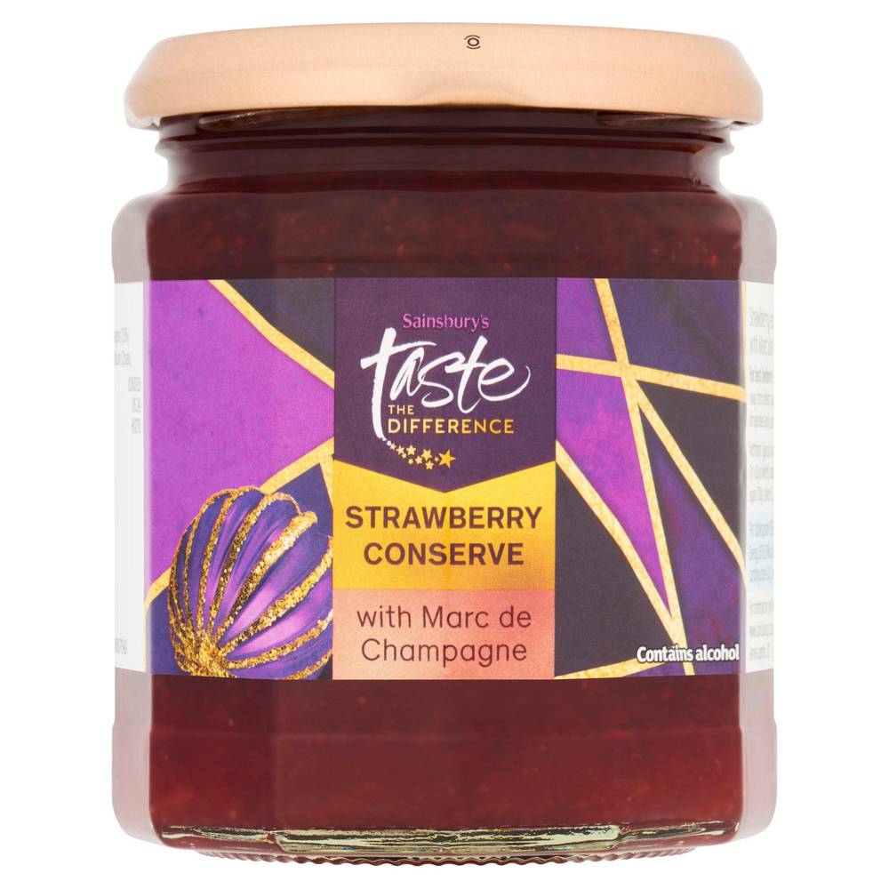 Sainsbury's Strawberry Conserve with Marc de Champagne,  Taste the Difference 340g