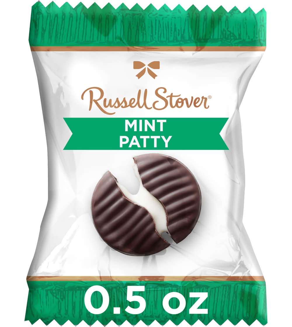 Russell Stover Dark Chocolate Patty Candy, Mint (0.5 oz)