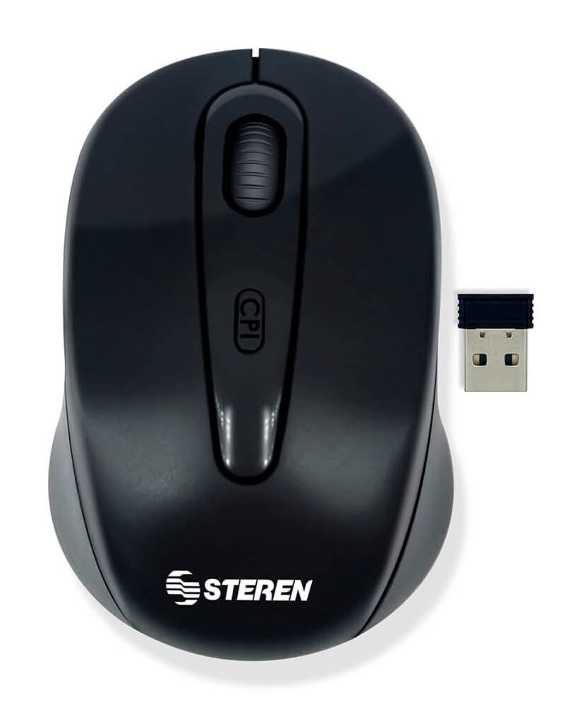 Steren · Mouse óptico inalámbrico negro (30 g)