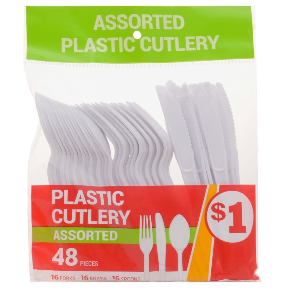 Assorted Plastic Cutlery, White (48 ct)