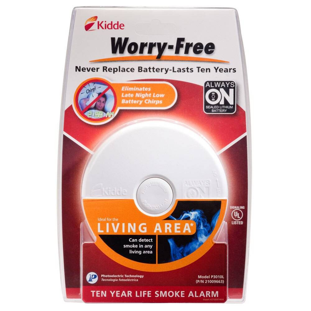 Kidde Worry-Free Living Area Smoke Alarm with Sealed Lithium Battery Power, Model P3010L
