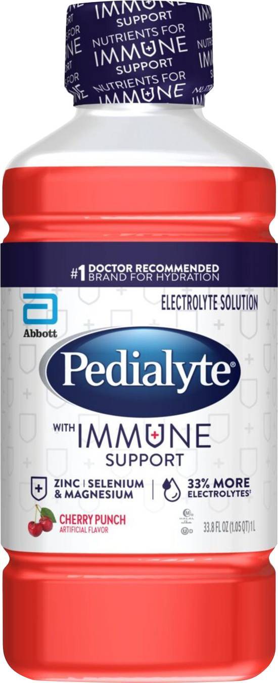 Pedialyte Cherry Punch Electrolyte Solution With Immune Support (33.8 fl oz)