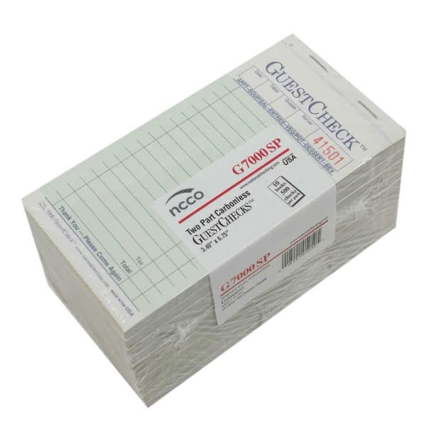 National Check Guestcheck Book No Carbon 2 Part 17 Line (50 ct)