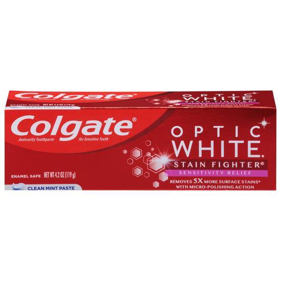Colgate Optic White Anticavity Stain Fighter Paste Toothpaste (clean mint)