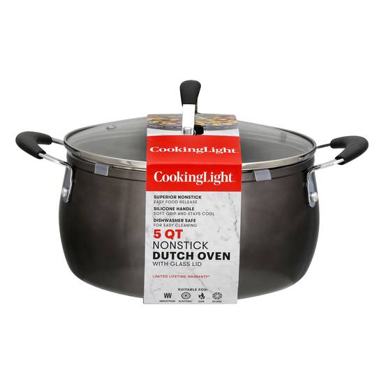 Cooking Light 5 Quart Allure Gunmetal Gray Nonstick Dutch Oven With Glass Lid Delivery Near