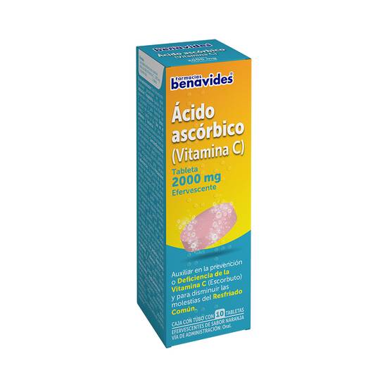 Farmacias Benavides ácido ascórbico (vitamina c) tabletas 2000 mg