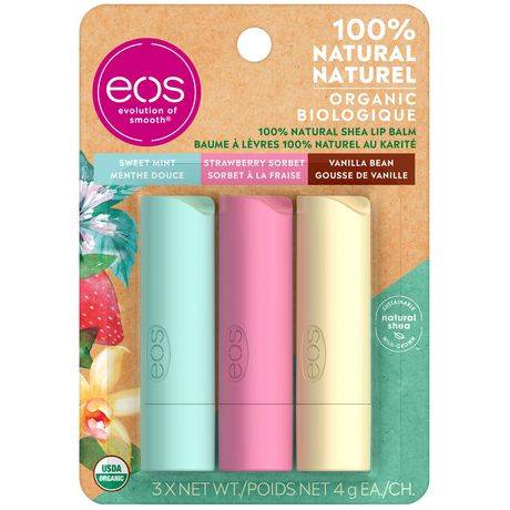 Eos Natural & Organic Lip Balm Sticks Variety pack (3 ea)