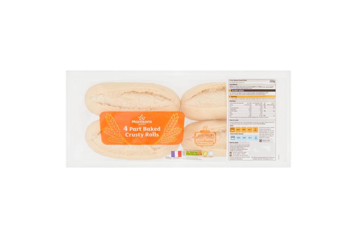 Morrisons Part Bake Crusty Roll 4pk