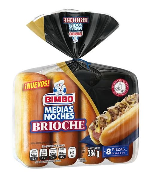 Bimbo · Pan para hotdog medias noches brioche (8 un)