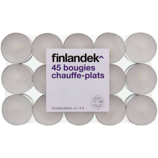 Finlandek Lot de 45 bougies chauffe-plats blanches x45