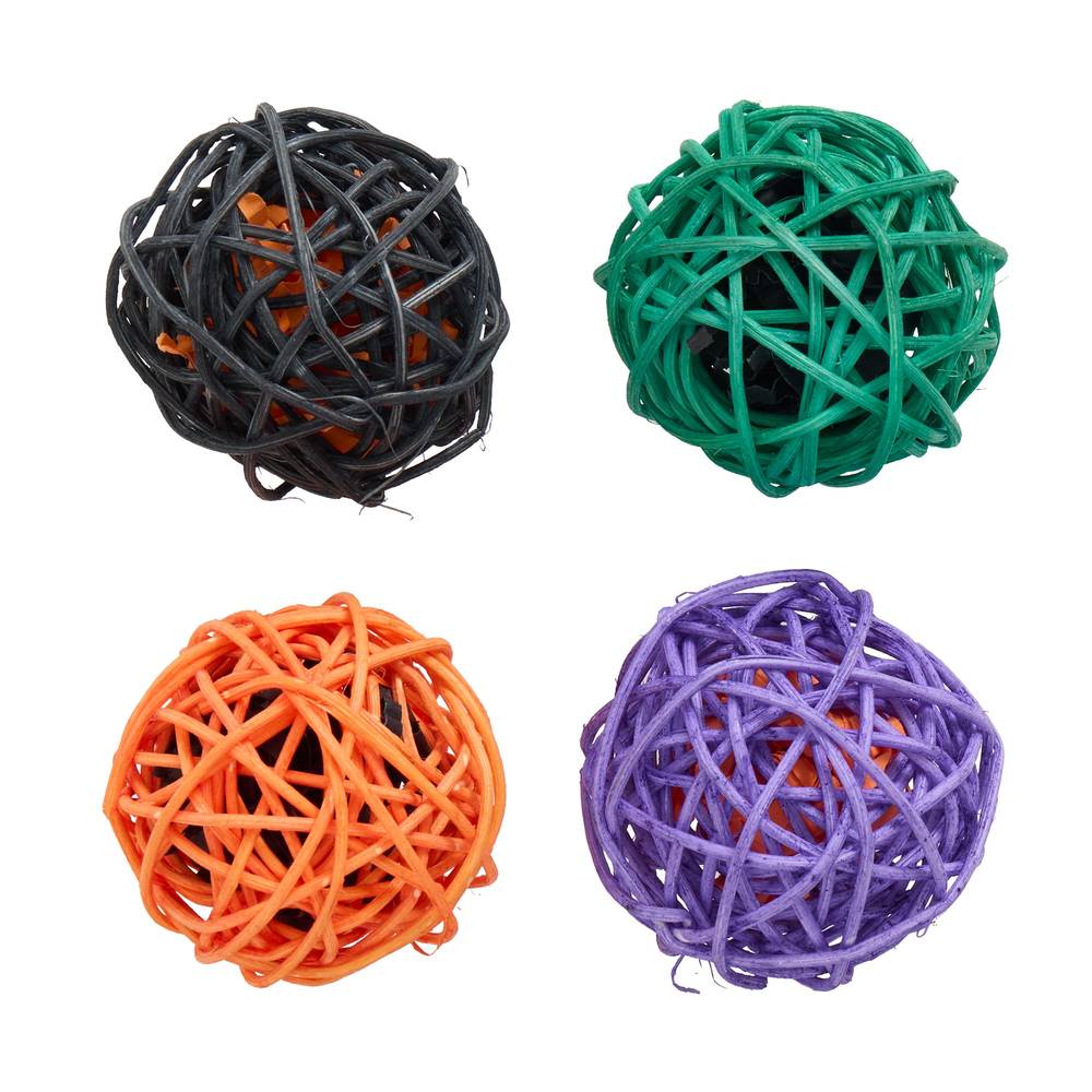 Thrills & Chills Willow Ball Chews For Dogs, Orange-Green-Purple-Black (4 ct)