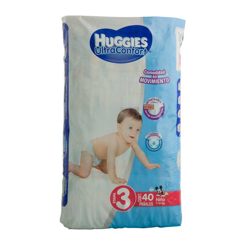 Huggies ultraconfort pañal para bebé etapa 3 niño (40 piezas)