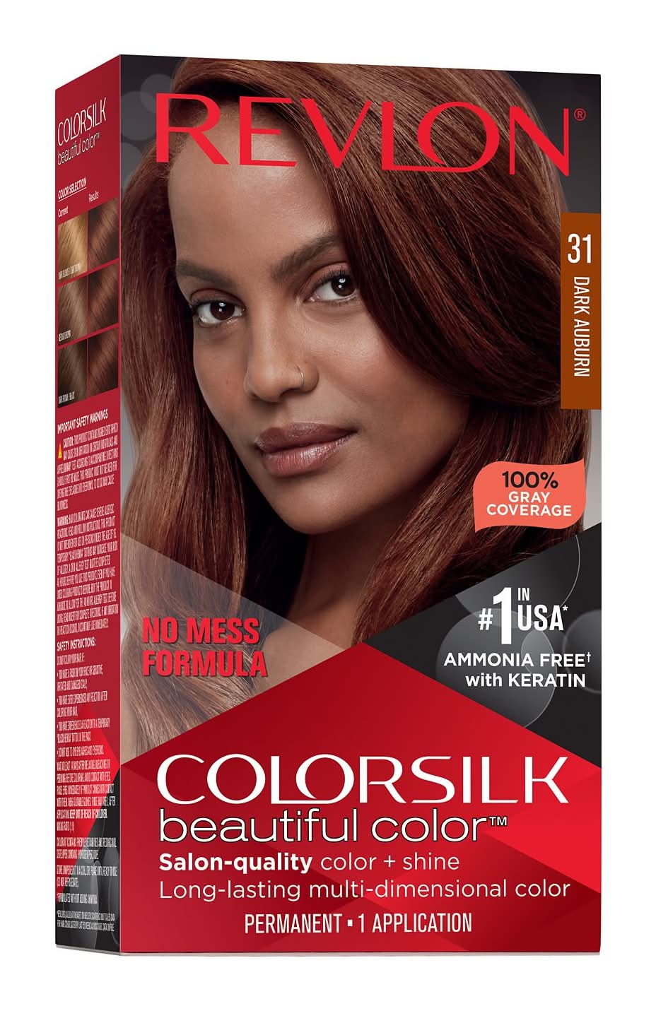 Revlon Colorsilk With Bond Repair Complex Permanent Hair Color, 031 Dark Auburn