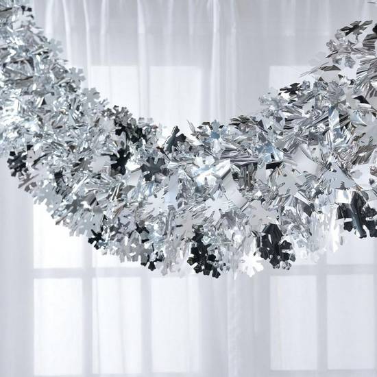 Metallic Silver Snowflake Accordion Foil Garland, 1.1ft x 8.2ft