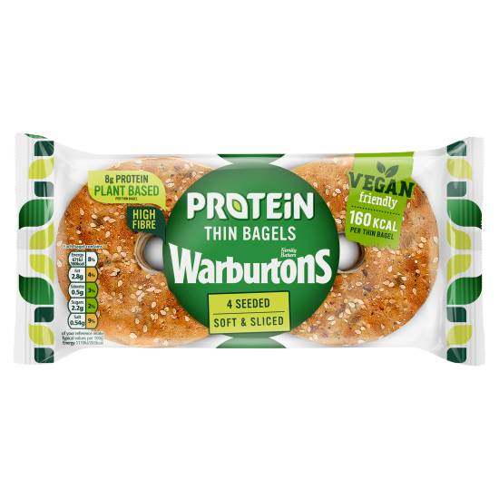 Warburtons Seeded Protein Thin Soft & Sliced Bagels (4 pack)