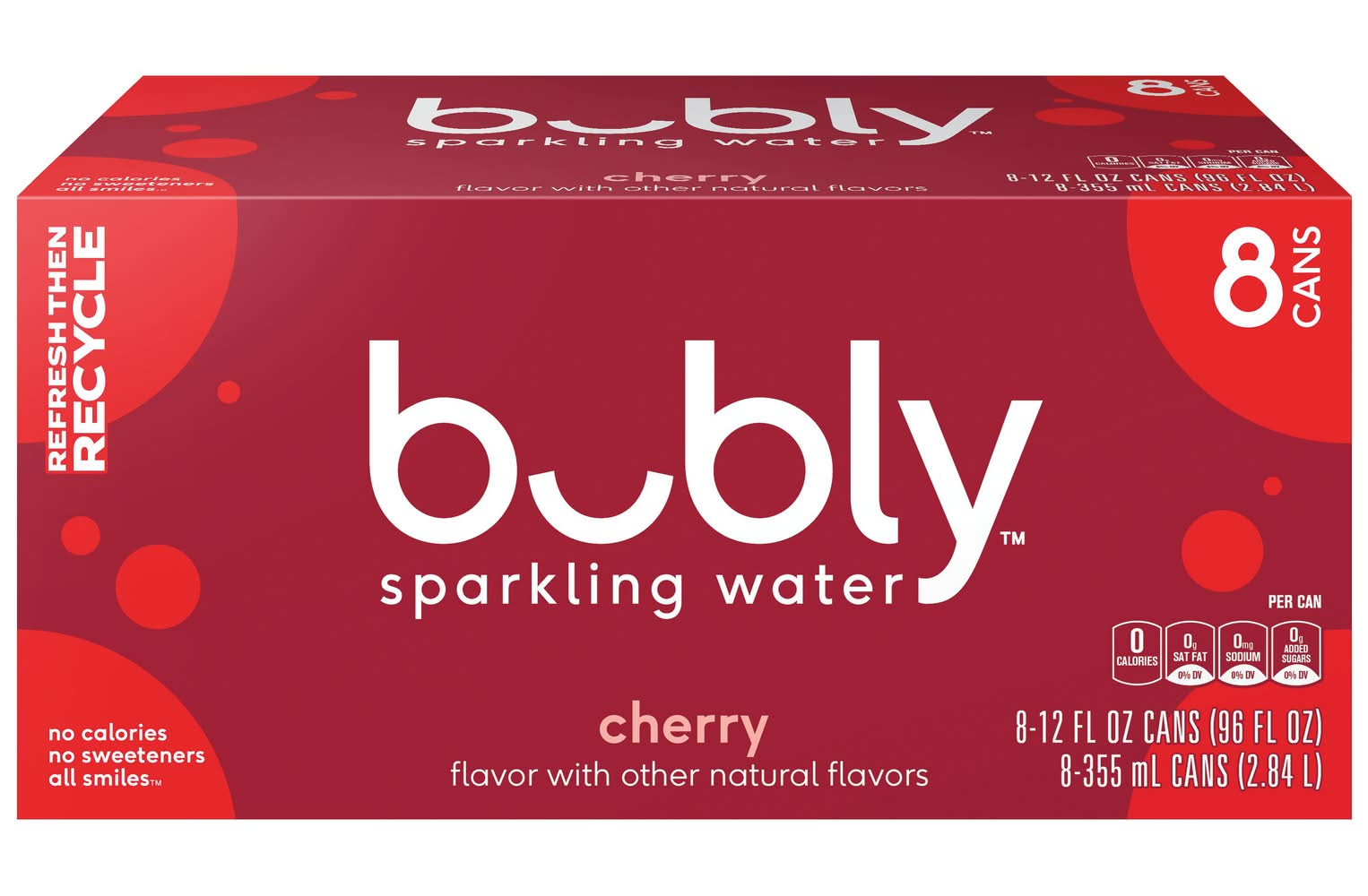 bubly Flavored Sparkling Water, Cherry (8 x 12 fl oz)