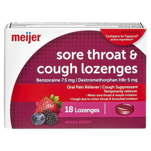 Meijer Sore Throat & Cough Lozenges - Mixed Berry, 18 ct