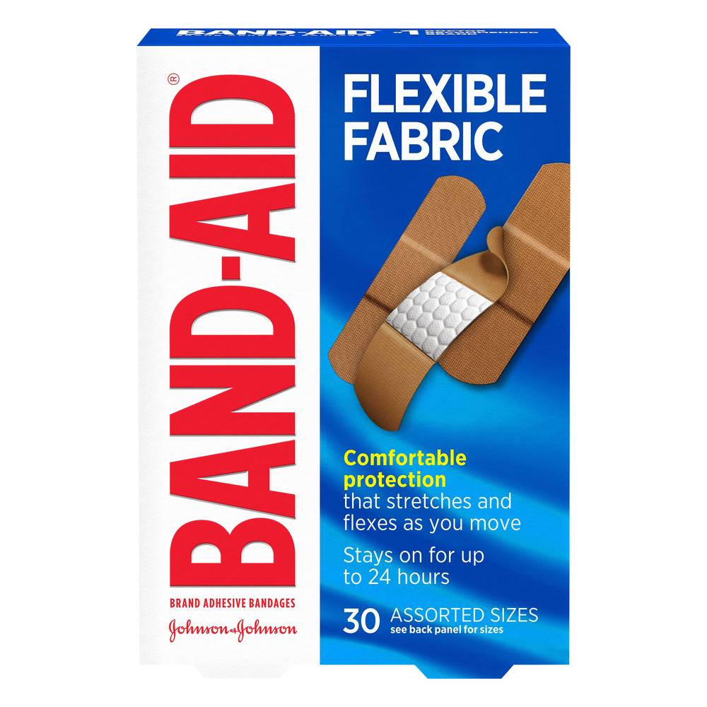 Band-Aid Flexible Fabric Bandages, Assorted (30 ct)