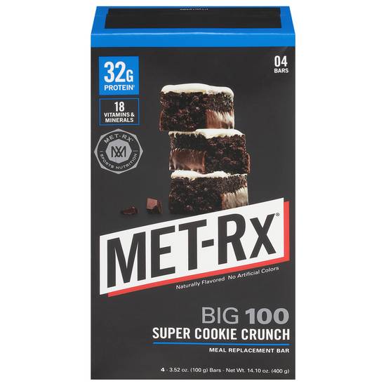 Met-Rx Big 100 Super Cookie Crunch Meal Replacement Bar, (4 ct)