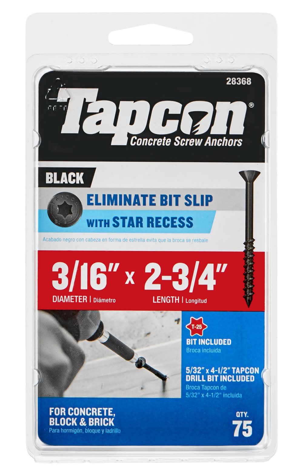Tapcon 3/16-in x 2-3/4-in Concrete Screw Anchors 75-Pack